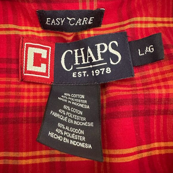 Chaps Ralph Lauren Long Sleeve Button Down Shirt Men’s Size Large Red Plaid - Picture 4 of 4